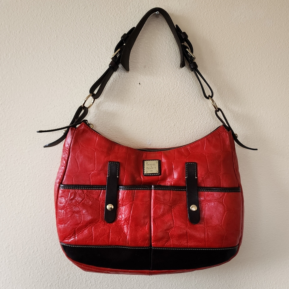 dooney and bourke red leather  shoulder bag